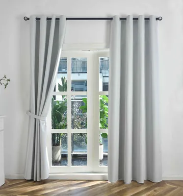 Produktbild von 2er Set Verdunkelungsvorhänge Ösen Raffhalter HxB 225x145 cm Stein 100% Verdunkelung Blackout »München Dark« Dreischichtige Bindung Fischgrätmuster 202410-2