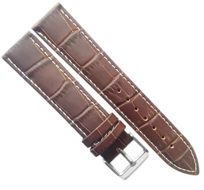 Produktbild von Minott > Uhrenarmband braun > Krokooptik Lederband > Kontrastnaht, Stegbreite:20mm, Schließe:Silbern