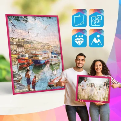 Produktbild von MG Design Bilderrahmen Rosa 85x116 cm - Posterrahmen Echtholz mit Acrylglas, verstärkte Wandaufhängung, hoch/quer