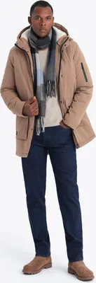 Productafbeelding van OmbreLange herenparka met teddyvoering, beige, maat XL