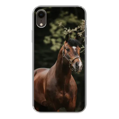 Produktbild von MuchoWow® Handyhülle Schutzhülle Hülle für iPhone XR Pferd - Äste - Porträt Silikon Softcase Handy Hülle - Schutzdeckel