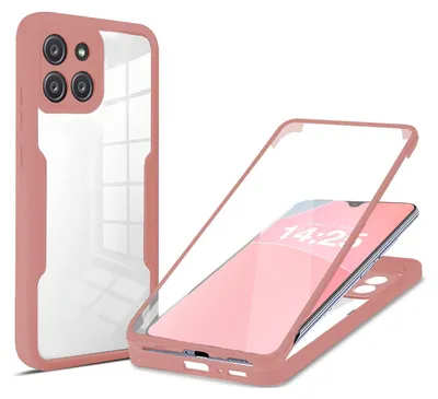 Produktbild von 360 Grad Rundum Schutz Handyhülle für Samsung Galaxy A22 5G Full Cover Vollschutz Case Farbe: Rose