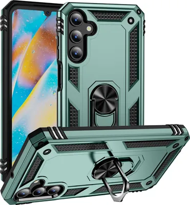 Obrázek produktu pro Pouzdro pro Samsung Galaxy A15 dvouvrstvé robustní, vojenská ochrana pouzdro s držákem prstenu a stojánkem zelené