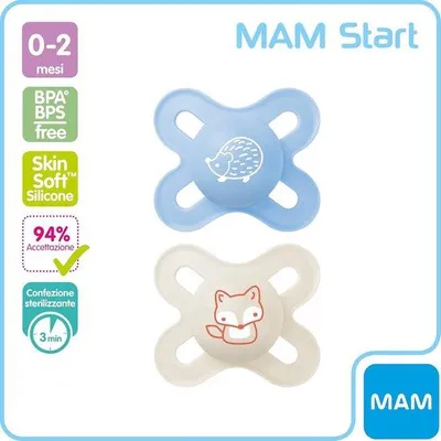 Image de Tétines en silicone 0-2 mois, bleu clair, lot de 2