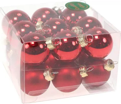Produktbild von 18 Christbaumkugeln Glas Weihnachtskugel Kugel 30mm 3cm Baumschmuck Weihnachten, Farbe:rot glanz/matt