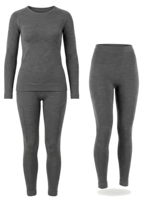 Produktbild von Black Snake Thermounterwäsche Damen Set Merino Skiunterwäsche - L - Grau Melange