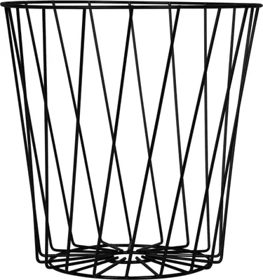 Obrázok produktu pre QUVIO Úložný kôš - Kôš na papier - Odpadkový kôš - Organizér - Čierny - Kovový - Otvorený - Drôtený - 25 x 25 x 25 cm