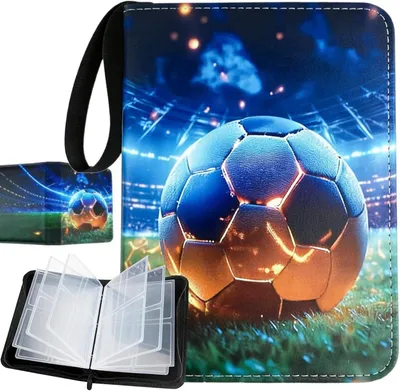 Produktbild von Sammelkarten Album, Sammelalbum Fußball Karten, 400 Karten Sammelkarten Album 4 Taschen 50 Seiten Sammelmappe Fussballkarten, Kompatibel mit Allen