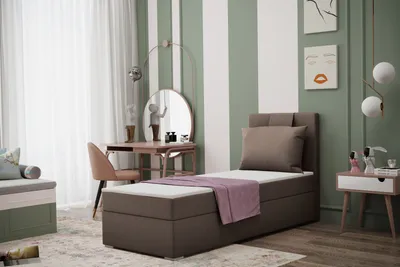 Obrázek produktu pro Kaiser Möbel skříňová pružinová postel s matrací AMANDA 100 cm hnědá