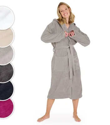 Productafbeelding van Blumtal Badjas dames, heerlijk zachte badjas voor dames, gemaakt van katoen met een gevoerde kap en zachte, fluweelzachte badstof. Gecertificeerd met ®. Maat XL, kleur grijs