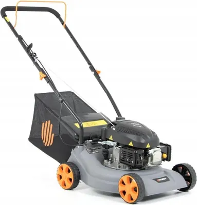 Zdjęcie produktu dla Kosiarka spalinowa 1,3 kW, 3 prędkości, szerokość koszenia 41 cm, pomarańczowo-czarna, kompaktowa i lekka, kosz 40 l