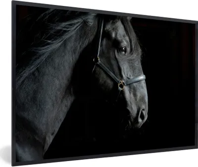 Produktbild von MuchoWow® Gerahmtes Poster Pferd - Schwarz - Halfter 60x40 cm - Poster mit Schwarzem Bilderrahmen Wandposter Rahmen Foto Bilder - Printing - Wanddeko Schlafzimmer