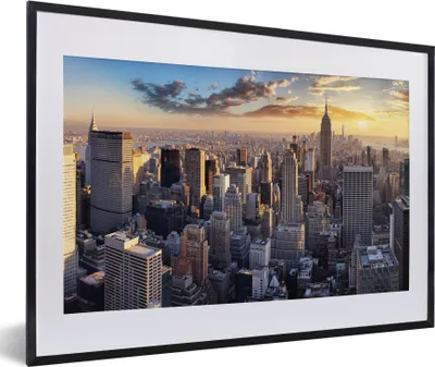 Produktbild von MuchoWow® MuchoWow® Gerahmtes Poster New York - Skyline - Wolken 60x40 cm - Poster mit zchwarzem Bilderrahmen - Schlafzimmer - Plakat in Rahmen - Drucken