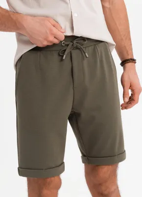Obrázok produktu pre Ombre Clothing Pánske plátenné šortky Iosia olivová XL