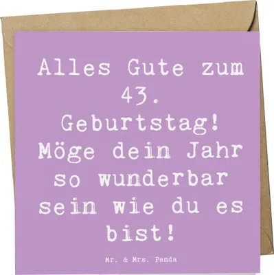 Produktbild von Mr. & Mrs. Panda Grußkarte Spruch 43. Geburtstag - Lavendeltraum - Geschenk, Happy Birthday, liebevolle Grüße, Alter, Geburtstagsdekoration, unvergesslicher Tag