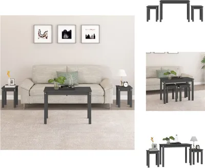 Produktbild von vidaXL Satztische 3 Stk. Grau Massivholz Kiefer -  Beistelltische