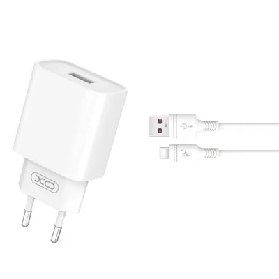 Image de Xo Chargeur secteur CE02D QC 3.0 18W, blanc, avec 1 port USB et câble USB-C
