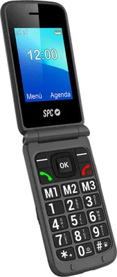 Produktbild von SPC Stella 3 - 4G Seniorenhandy mit Klappcover, große Tasten, Notruftaste, Remote-Konfiguration, hörgerätekompatibel, 103dB und Ladestation - Schwarz