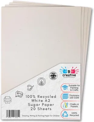 Productafbeelding van Gerecycled wit suikerpapier 100 g/m², 20 vellen van BCreative