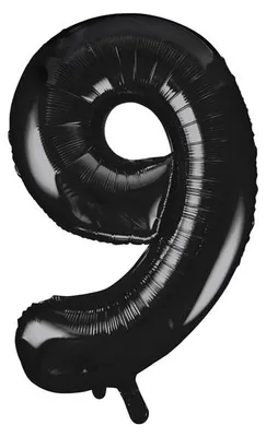 Produktbild von Folienballon in Form der Zahl 9, schwarz, ca. 86 cm, für Helium & Luft