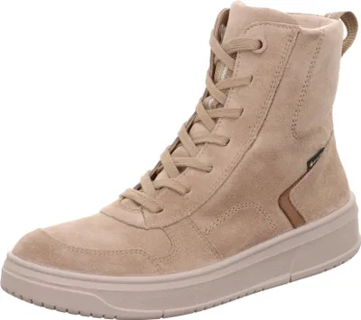 A single beige boot is shown against a white background.
