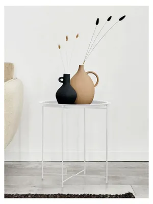 Produktbild von Beistelltisch rund Ø 47 H 51 Gartentisch Balkon Tisch Terassentisch klein (Weiß)