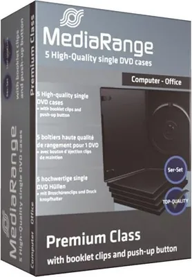 Image de MediaRange BOX30 Pack de 5 boîtiers DVD pour 1 disque 14mm, noir