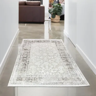 Produktbild von Edler Vintage Teppich Hochwertig & pflegeleicht für Wohnzimmer & Essbereich mit orientalischem Muster in creme Größe - 80 x 150 cm