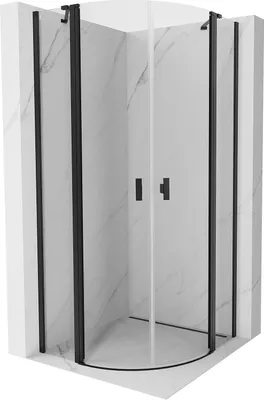 Obrázek produktu pro Mexen Mist čtvrtkruhový sprchový kout s otočnými dveřmi 90 x 90 cm, transparentní, černý - 8A32-090-090-70-00
