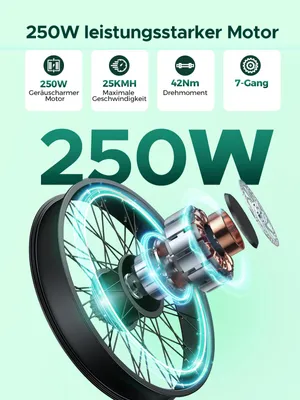 Produktbild von HillMiles E Bike, City E-Bike & E-Hollandrad mit 36V 13Ah Akku bis zu 80-100km, SHIMANO 7-Gang, 250W Motor&25km/h, MileCity1