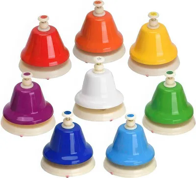 Produktbild von Bell, Farbige Handglocken 8 Töne, Musikglocken für Schule, Kirche & Frühförderung
