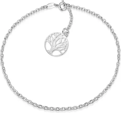 Produktbild von SILBERKETTEN STORE Fußkette Erbse 2,2mm mit Lebensbaum - 925 Silber, Länge wählbar - 30cm
