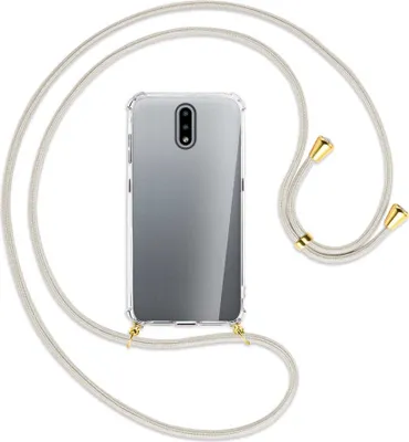Produktbild von Handykette Backcover-Schutzhülle mit Band (Metall goldfarben) für Nokia 2.3 - broken white