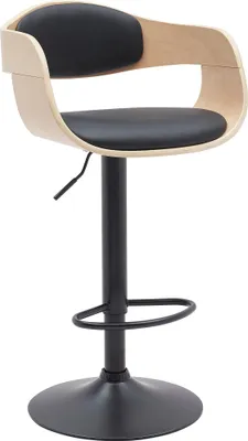 Produktbild von Barhocker NADAN - Kunstleder Natura/schwarz 48x50x87 cm | Barstuhl Höhenverstellbar Mit Lehne Drehbar Tresenhocker Tresenstuhl Kneipenhocker