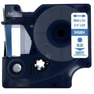 Produktbild von DULA Etikettenband - Kompatibel mit Dymo D1 45804 - 1 Stück - Blau auf weiß - 19mm x 7m