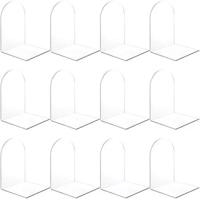 Produktbild von Unyqoos® Set 12 transparente Acryl‑Buchstützen, L‑förmig mit Antirutschpads – stabiler Halt für Bücher, Dokumente & Zeitschriften