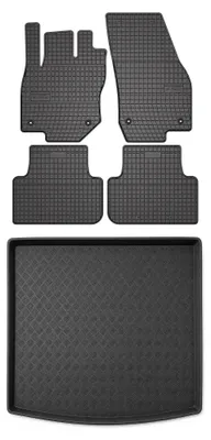 Productafbeelding van Rubberen automatten + kofferbakmat voor Volkswagen Tiguan Allspace 2017-2024 – 5-delig, zwart, op maat – Wielganizator SolidPRO