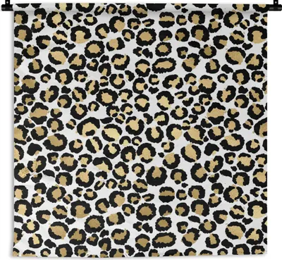 Produktbild von MuchoWow® Wandteppich Wandbehang Muster - Pantherdruck - Gold 150x150 cm Tapisserie Dekoration Wandtuch - Wohnaccessoires - Modernes