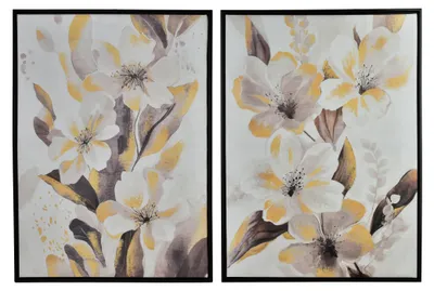 Produktbild von Wandbild-Set Leinwand INGA Goldene Blumen 50x70 cm Gold 2er-Set