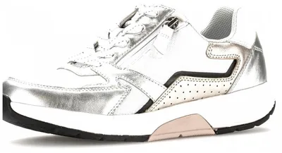 Produktbild von Rollingsoft Sneaker 66.878.51, Chevron (Glattleder)/ Mesh/ Lamina, Weiß/ Silber/ Puder, Schnürung u. Reißver., Wechselfußbett 39