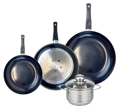 4-teiliges Kochtopf-Set, 20/24/28 cm + 14 cm, Edelstahl, Induktion