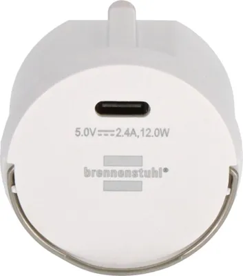 Produktbild von Brennenstuhl USB-C Steckdosenadapter, USB-C Ladebuchse 2,4 A, max. 12,0 W, weiß