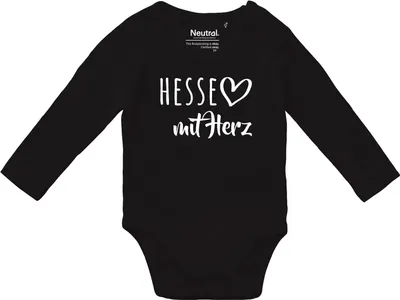 Produktbild von Huuraa Baby Body Hesse mit Herz 62 Black  Baumwolle Fairtrade Langarmbody Geschenkidee