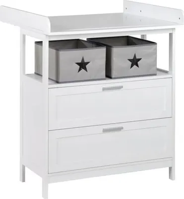 Produktbild von Wickelkommode, Roba Hamburg, 2 Schubladen, 2 Aufbewahrungsboxen, Weiß, 92 cm Höhe