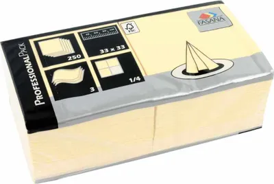 Produktbild von Servietten Classic 3-lagig 1/4 Falz 33x33cm VE=250 Stück creme