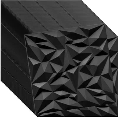 Zdjęcie produktu dla Verdico | Panel ścienny 3D z polistyrenu - 50x50 cm - Czarny - Stylowy akcent - 48 sztuk do kreatywnego projektowania, paneli ściennych i sufitowych
