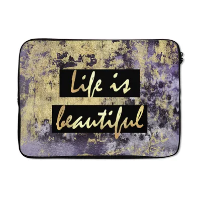 Produktbild von MuchoWow® Laptop Hülle 13 Zoll Zitate - Leben - Gold Laptoptasche - Laptophülle - Sleeve - Rundumschutz