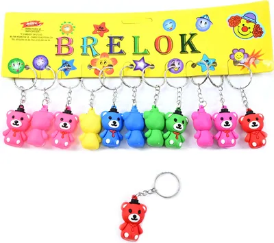 Image de Porte-Clés En Caoutchouc Ourson, Lot De 12 Pièces