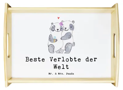 Produktbild von Mr. & Mrs. Panda Serviertablett Panda Beste Verlobte der Welt - Weiß - Geschenk, Ehe, tablett aus holz, Verlobung, Hochzeit, sofatablett, Geschenkidee, Frau, Verloben