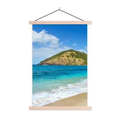 Produktbild von MuchoWow® Textilposter Meer - Tropen - Strand - Pflanzen 120x180 cm mit holzfarbenen Rahmen - Textil-Plakat